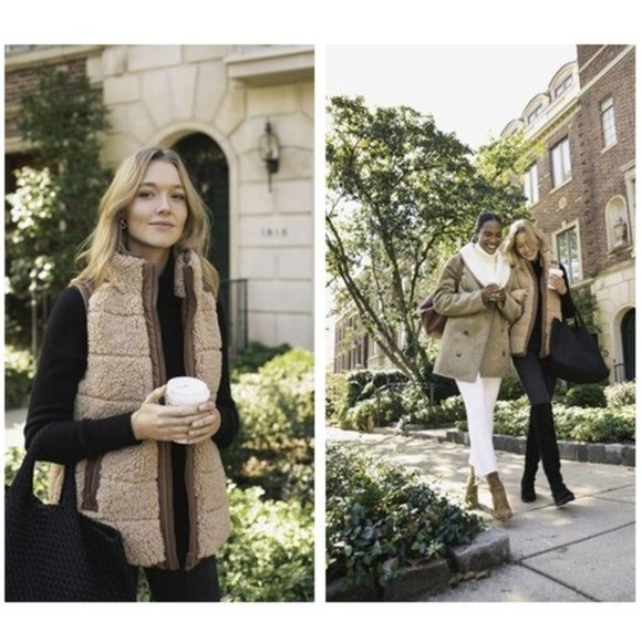 Tuckernuck NEW Reversible Brown Leather and Shearling Sherpa Beckham Vest Size L - Picture 4 of 10